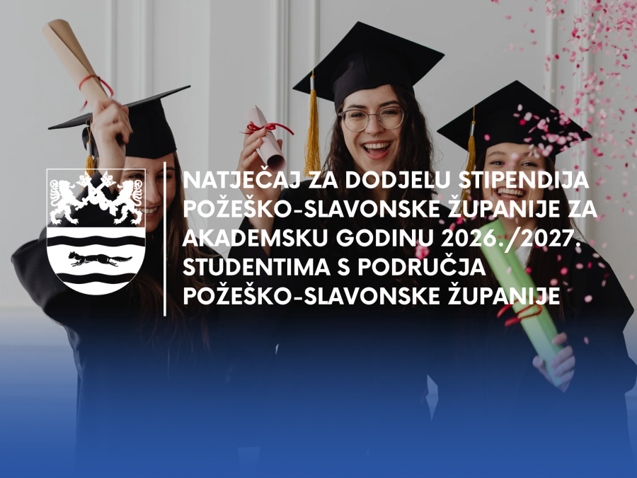 Do 400 eura mjesečno za studente: Požeško-slavonska županija objavila natječaj za dodjelu stipendija