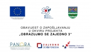 Obavijest o zapošljavanju u okviru projekta &quot;Obrazujmo se zajedno 3&quot;